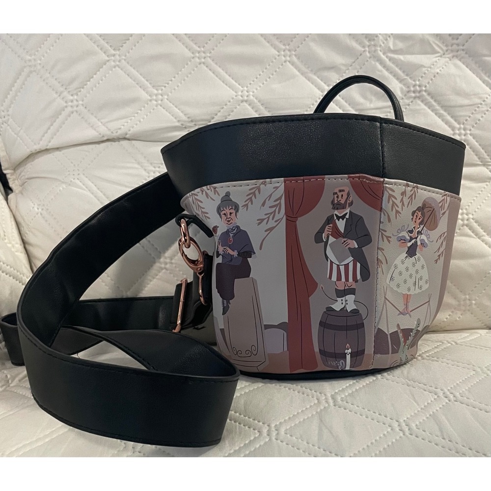 Disney Parks Haunted Mansion Stretching Room Crossbody Bucket Bag Rose Gold